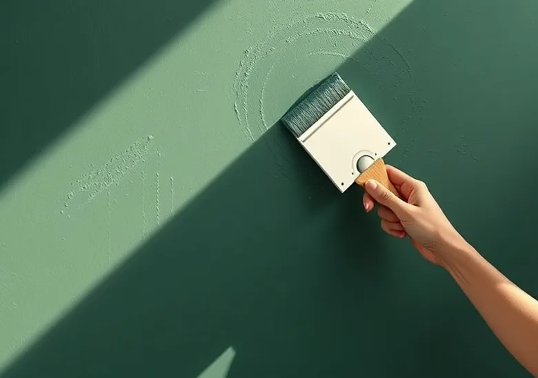 Application d'un enduit décoratif à la lisseuse sur un mur